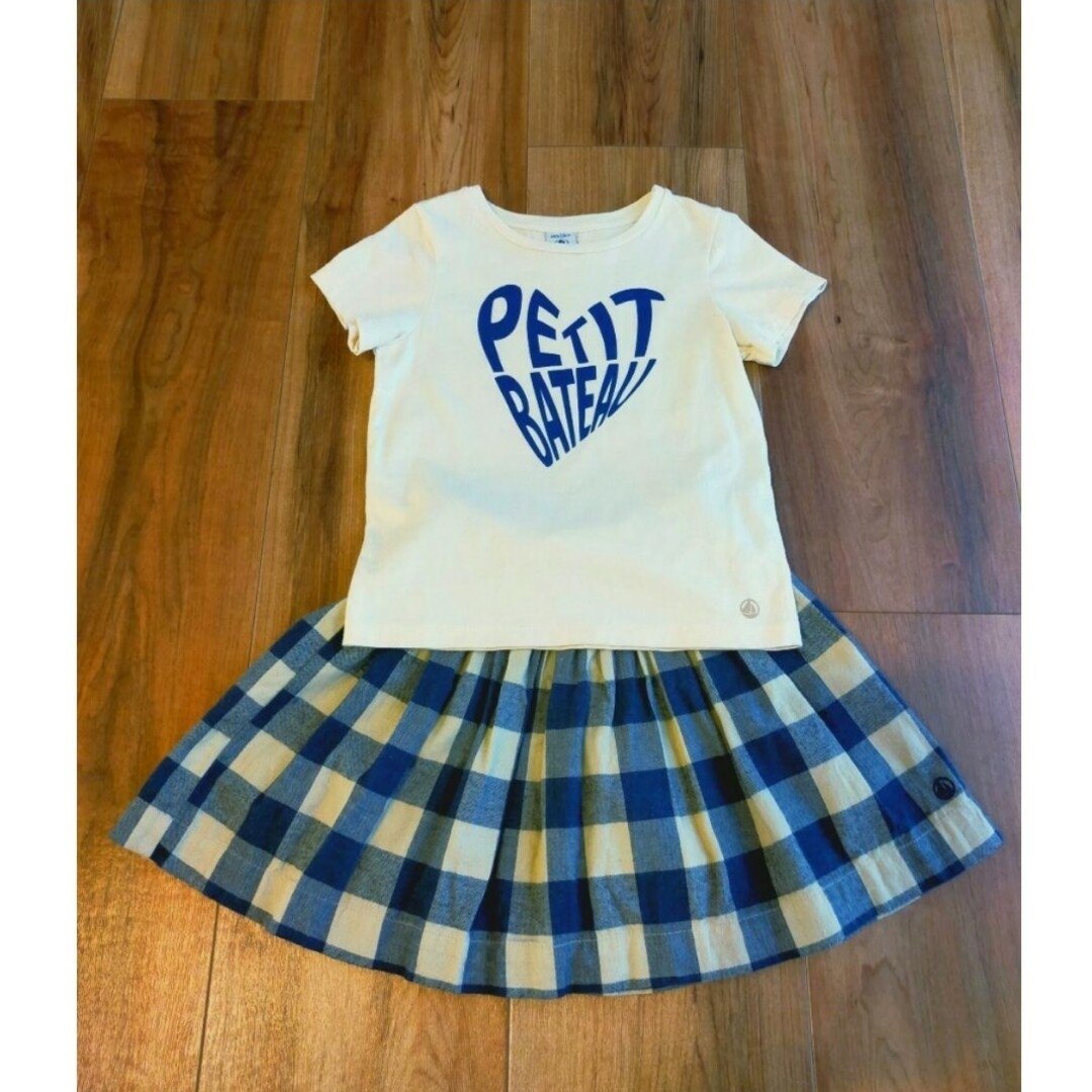 PETIT BATEAU(プチバトー)の5ans＊プチバトー　コットンチェックスカート キッズ/ベビー/マタニティのキッズ服女の子用(90cm~)(スカート)の商品写真