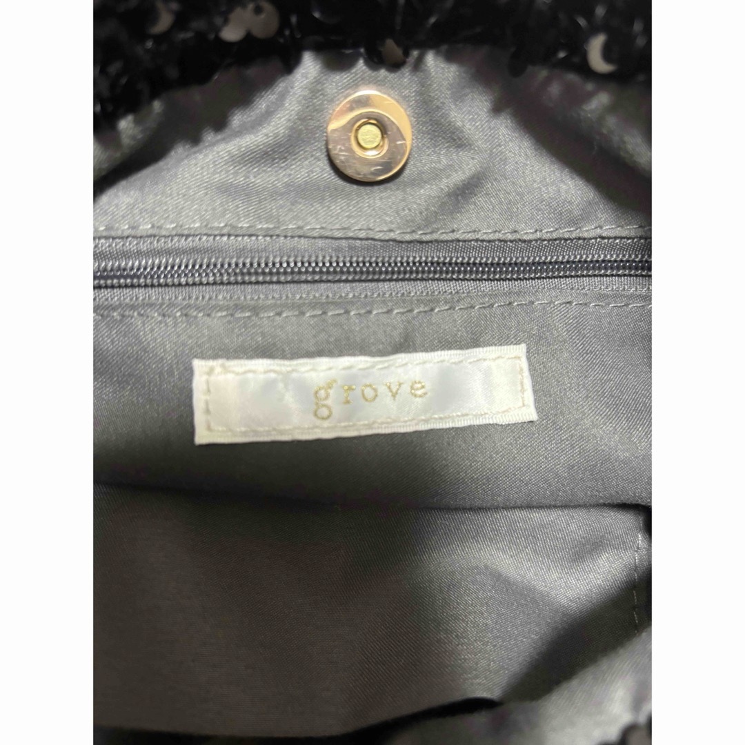 grove(グローブ)の[grove]スパンコール　巾着ショルダーバック　ブラック レディースのバッグ(ショルダーバッグ)の商品写真