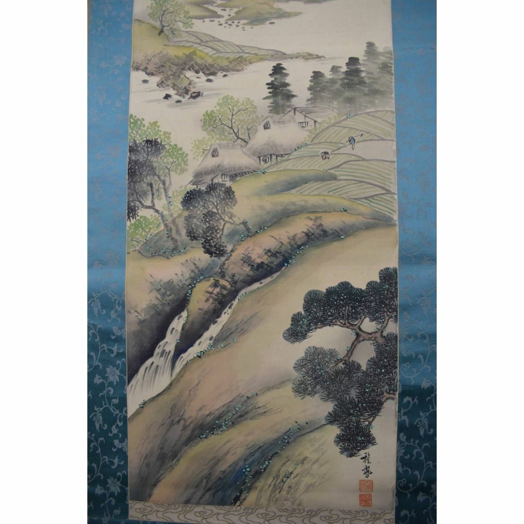 真作】児島虎次郎/滝之図/秋景山水図/掛軸/名家伝来/AA-740 無き 真作】児島虎次郎/滝之図/秋景山水図/掛軸/名家伝来/AA-740 無き