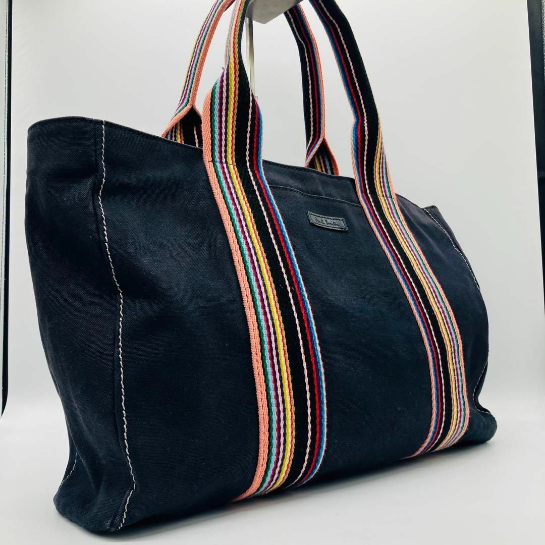 Paul Smith(ポールスミス)のポールスミス　トートバッグ　ハンドバッグ　手提げ　マルチカラー　キャンバス　黒紺 レディースのバッグ(トートバッグ)の商品写真