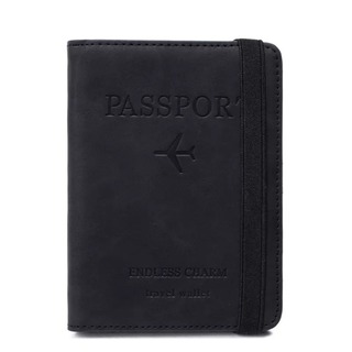 ★フォロー割あり★ パスポートケース 黒 カード 紙幣 旅行 カバー チケット(旅行用品)