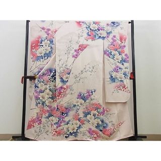 平和屋野田店■豪華振袖　銀駒刺繍　枝花尽くし　暈し染め　逸品　n-cw1084(振袖)