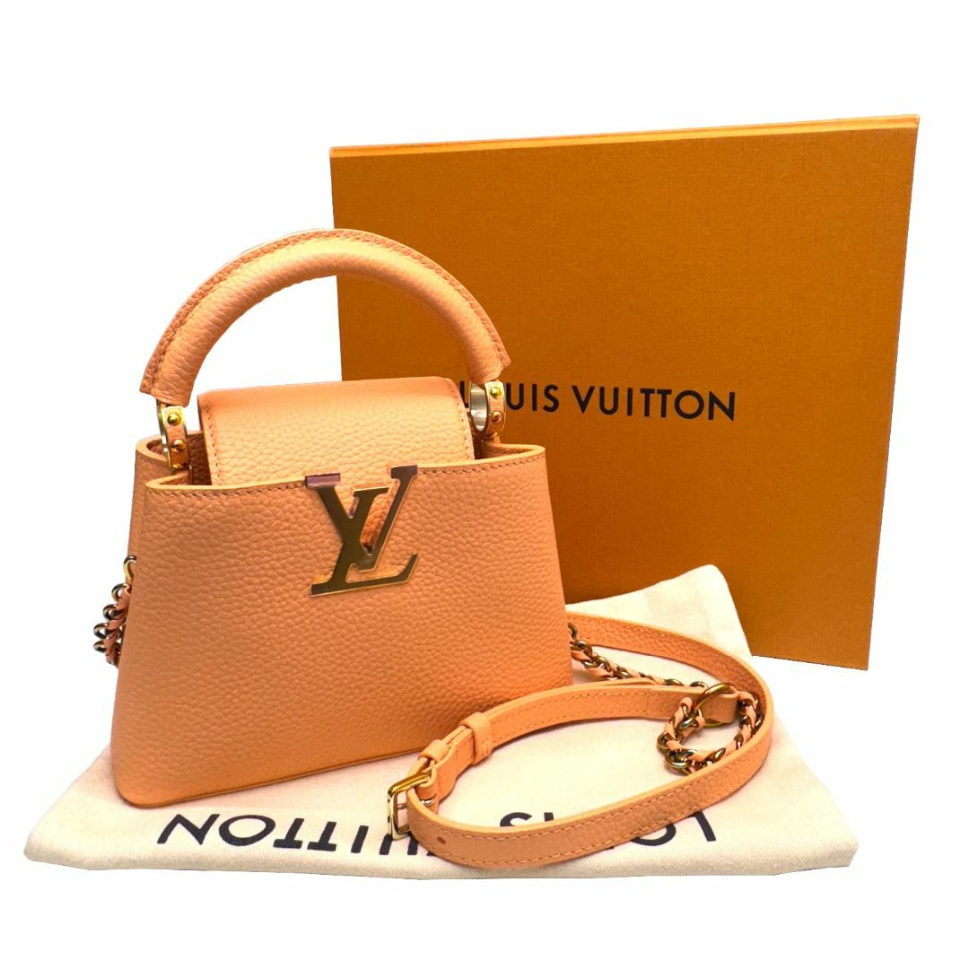 LOUIS VUITTON(ルイヴィトン)のLOUIS VUITTON ルイ ヴィトン カプシーヌ MINI M22606 RFID ICチップ トリヨンレザー ハンドバッグ ショルダーバッグ ピンクオレンジ レザー レディース 現行 ミニ 入手困難 レディースのバッグ(ハンドバッグ)の商品写真