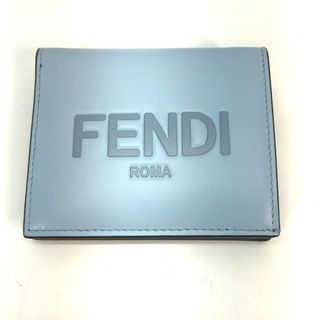 フェンディ(FENDI)のフェンディ FENDI ロゴ 8M0468 コンパクトウォレット 2つ折り財布 レザー ブルー 未使用(財布)