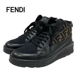 FENDI - フェンディ FENDI スニーカー ハイカットスニーカー 靴 シューズ ズッカ ロゴ ファブリック レザー ブラック ブラウン メンズ