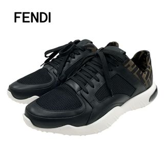 フェンディ(FENDI)のフェンディ FENDI スニーカー 靴 シューズ ズッカ ロゴ ファブリック レザー ブラック ブラウン メンズ(スニーカー)