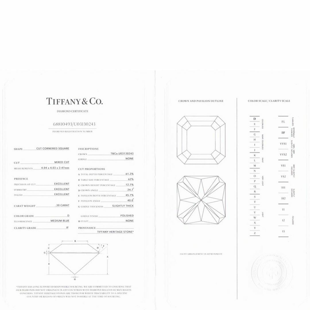 Tiffany & Co.(ティファニー)のティファニー 0.30ct D-IF-3EX トゥルー ダイヤモンド リング Pt950 レディースのアクセサリー(リング(指輪))の商品写真