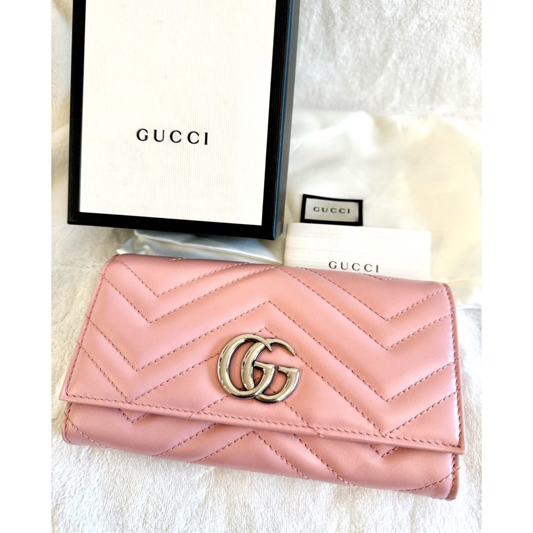 Gucci(グッチ)の新品　GUCCI グッチ GGマーモント 長財布　ウォレット　ピンク レディースのファッション小物(財布)の商品写真
