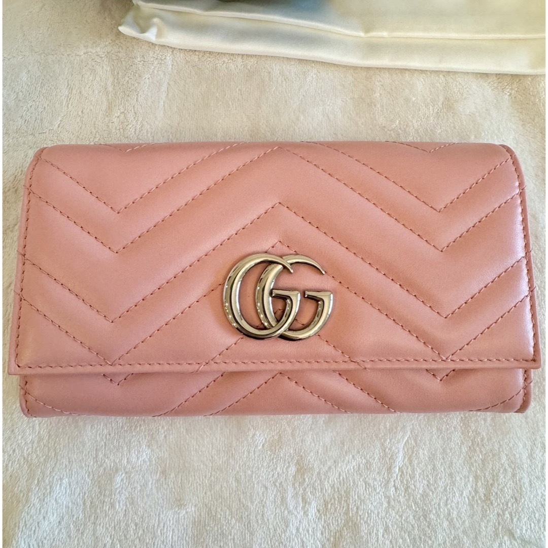 Gucci(グッチ)の新品　GUCCI グッチ GGマーモント 長財布　ウォレット　ピンク レディースのファッション小物(財布)の商品写真