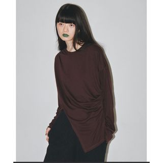 TODAYFUL 公式購入 アシンメトリードレープロングTシャツ