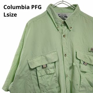 コロンビア(Columbia)のColumbia PFG フィッシングシャツ　半袖ポケット付き黄緑メンズL 19(シャツ)