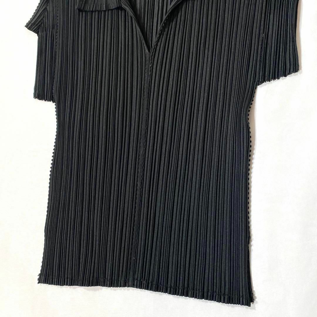 プリーツプリーズ　ボリュームショルダースキッパーシャツ　ブラック4(XL) 変形