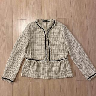 ザラ(ZARA)のザラ　ツイード風ジャケット(ノーカラージャケット)