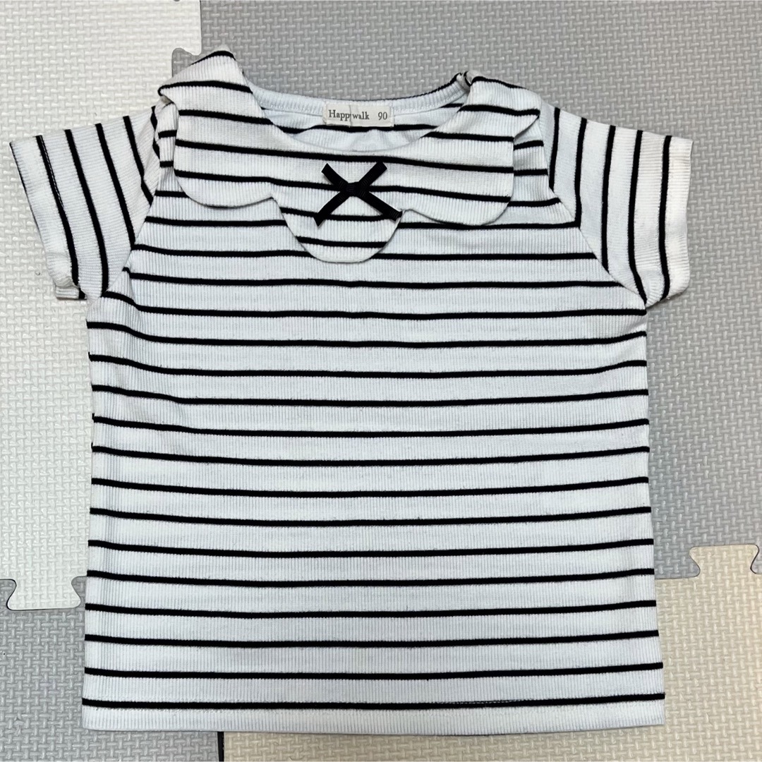 しまむら(シマムラ)のボーダートップス 90cm キッズ/ベビー/マタニティのキッズ服女の子用(90cm~)(Tシャツ/カットソー)の商品写真