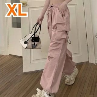 ★売れてます★ カーゴパンツ XL ピンク ファッション ズボン ダンス 韓国系(ワークパンツ/カーゴパンツ)