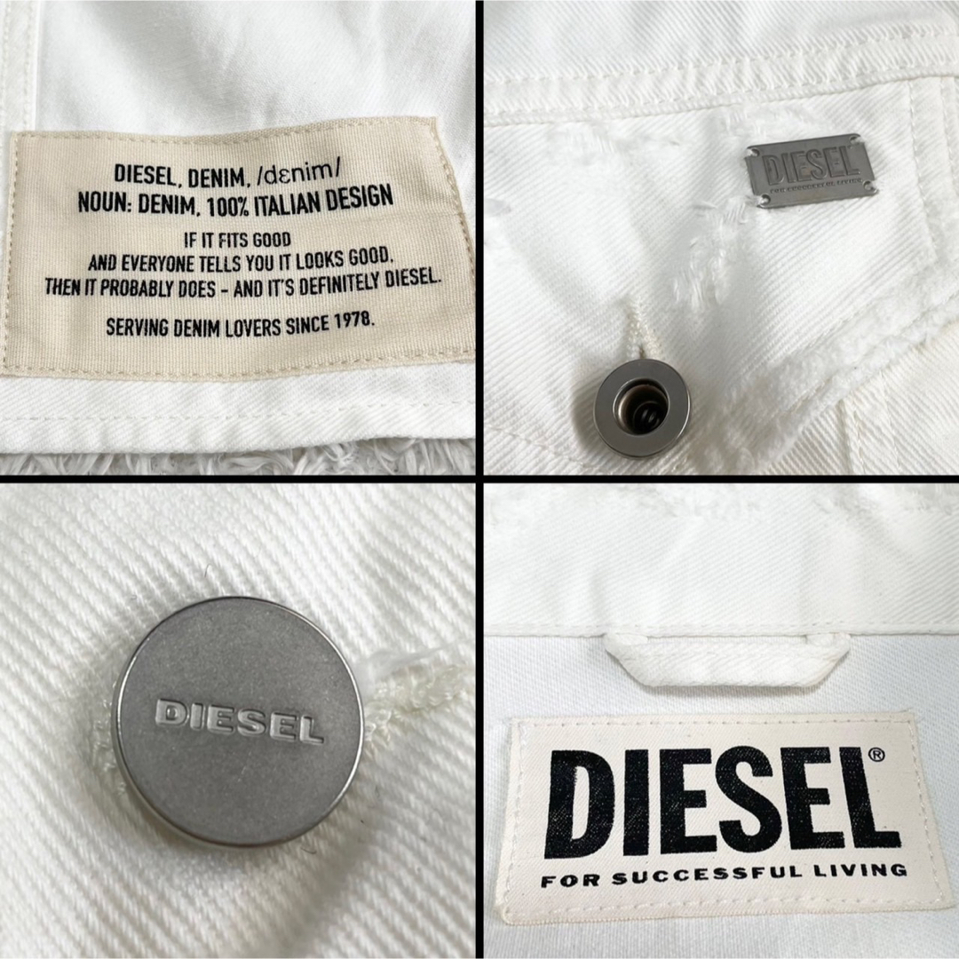 DIESEL(ディーゼル)のディーゼル　デニムジャケット ビッグサイズ　ダメージ加工　ロゴ刻印ボタン　XXL メンズのジャケット/アウター(Gジャン/デニムジャケット)の商品写真