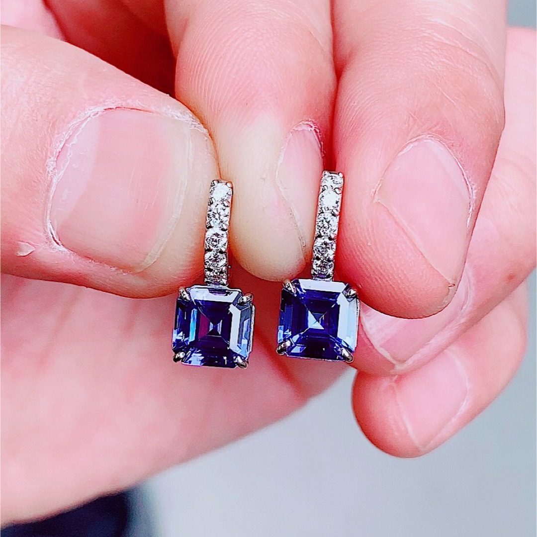 ★3.55ct★✨タンザナイト0.24ctダイヤモンドプラチナピアスイヤリング レディースのアクセサリー(ピアス)の商品写真