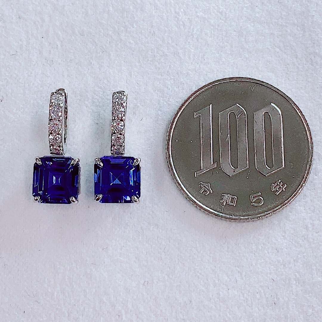 ★3.55ct★✨タンザナイト0.24ctダイヤモンドプラチナピアスイヤリング レディースのアクセサリー(ピアス)の商品写真