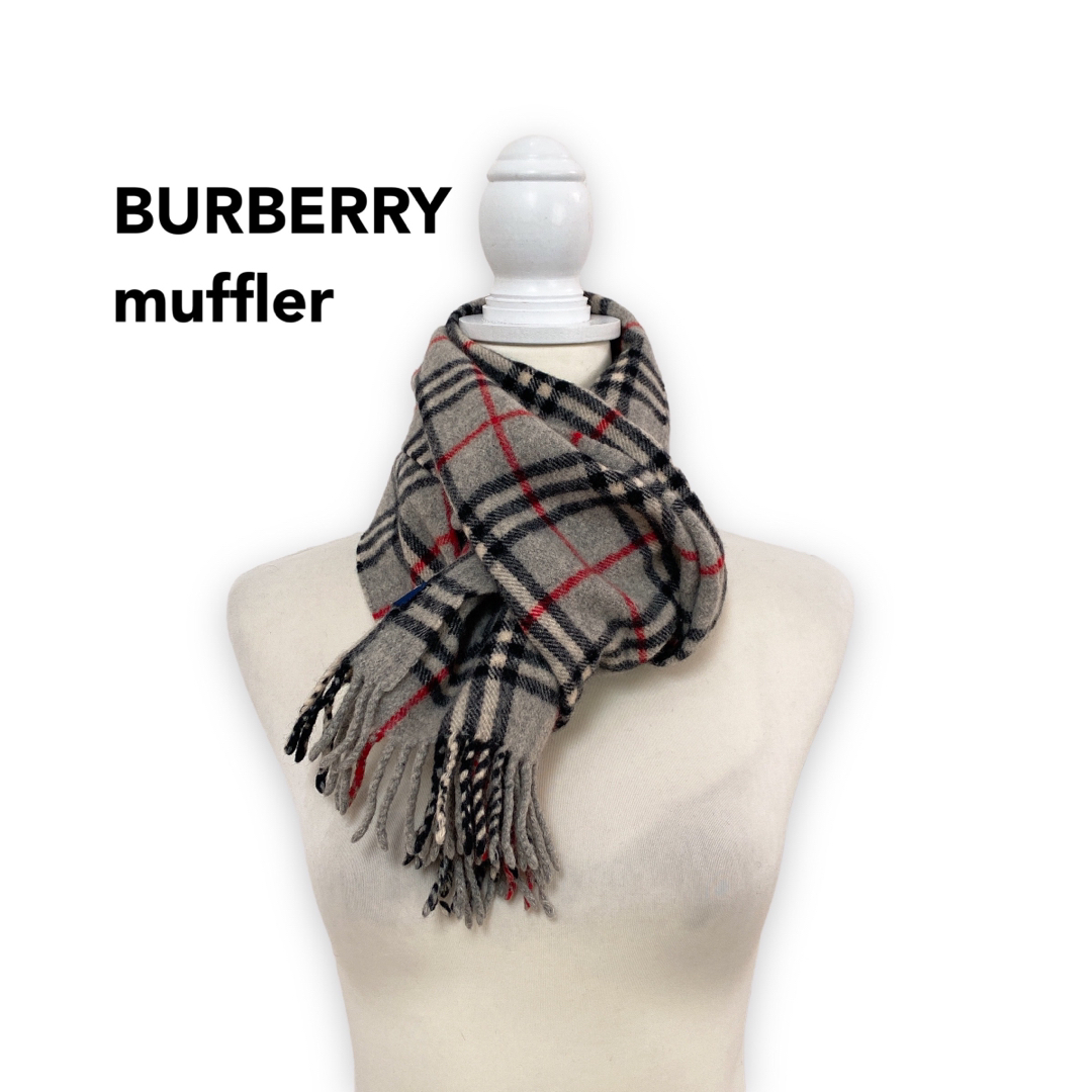 BURBERRY(バーバリー)のBurberry バーバリー　マフラー　ストール　ノバチェック　ウール　グレー レディースのファッション小物(マフラー/ショール)の商品写真