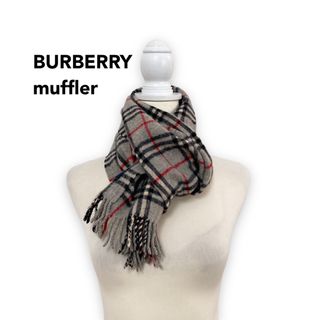 バーバリー(BURBERRY)のBurberry バーバリー　マフラー　ストール　ノバチェック　ウール　グレー(マフラー/ショール)