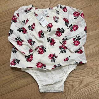 ベビーギャップ(babyGAP)のベビーギャップ  花柄ロンパース  80(ロンパース)