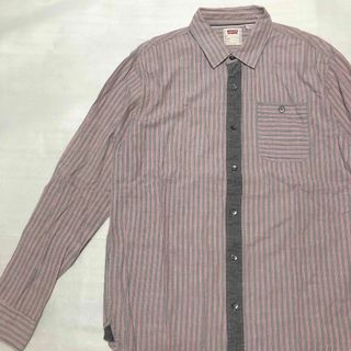 リーバイス(Levi's)の【極美品】Levi's リーバイス ストライプシャツ 切替 M ピンク×グレー(シャツ)