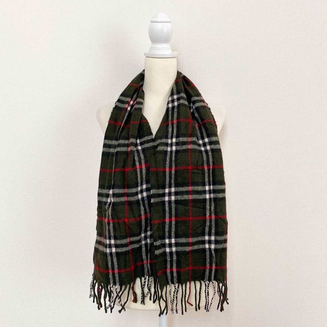 BURBERRY(バーバリー)のBurberry バーバリー　マフラー　ストール　ノバチェック　ウール　緑色 レディースのファッション小物(マフラー/ショール)の商品写真