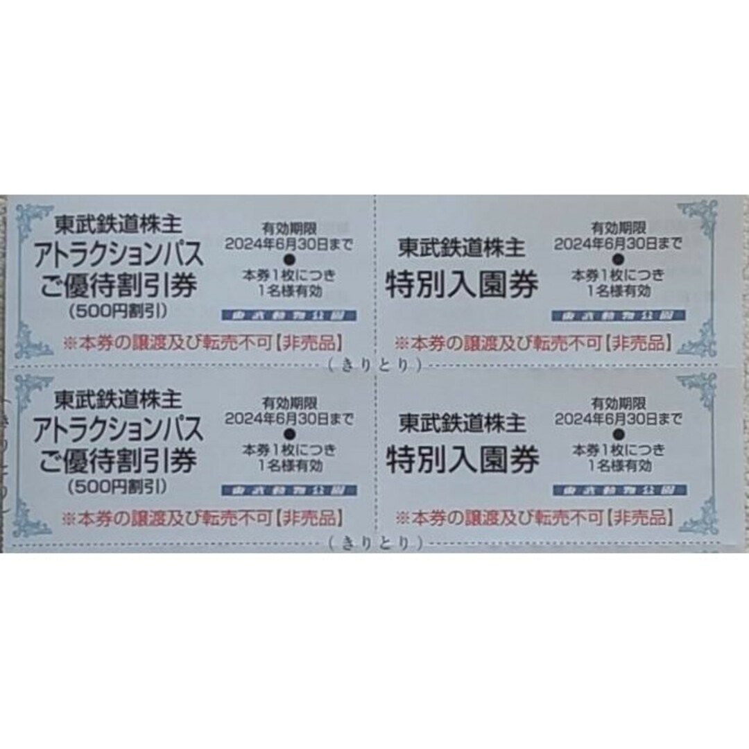 東武動物公園 入園券 2枚 株主優待券 チケットの施設利用券(動物園)の商品写真