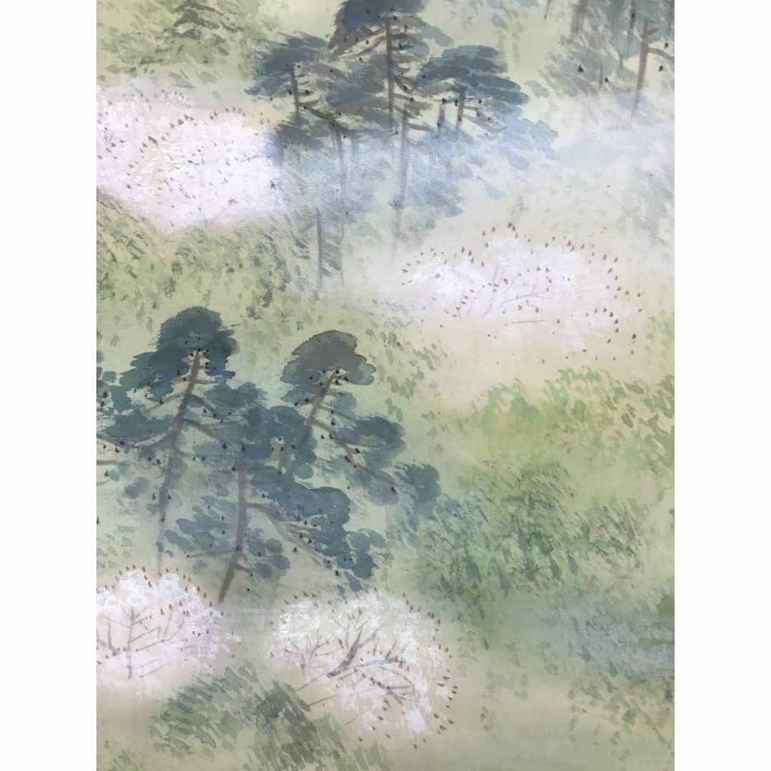 真作/朝見香城/嵐狭春霞図/山水図/嵐山風景図/掛軸☆宝船☆AE-184 真作/朝見香城/嵐狭春霞図/山水図/嵐山風景図/掛軸☆宝船☆AE-184