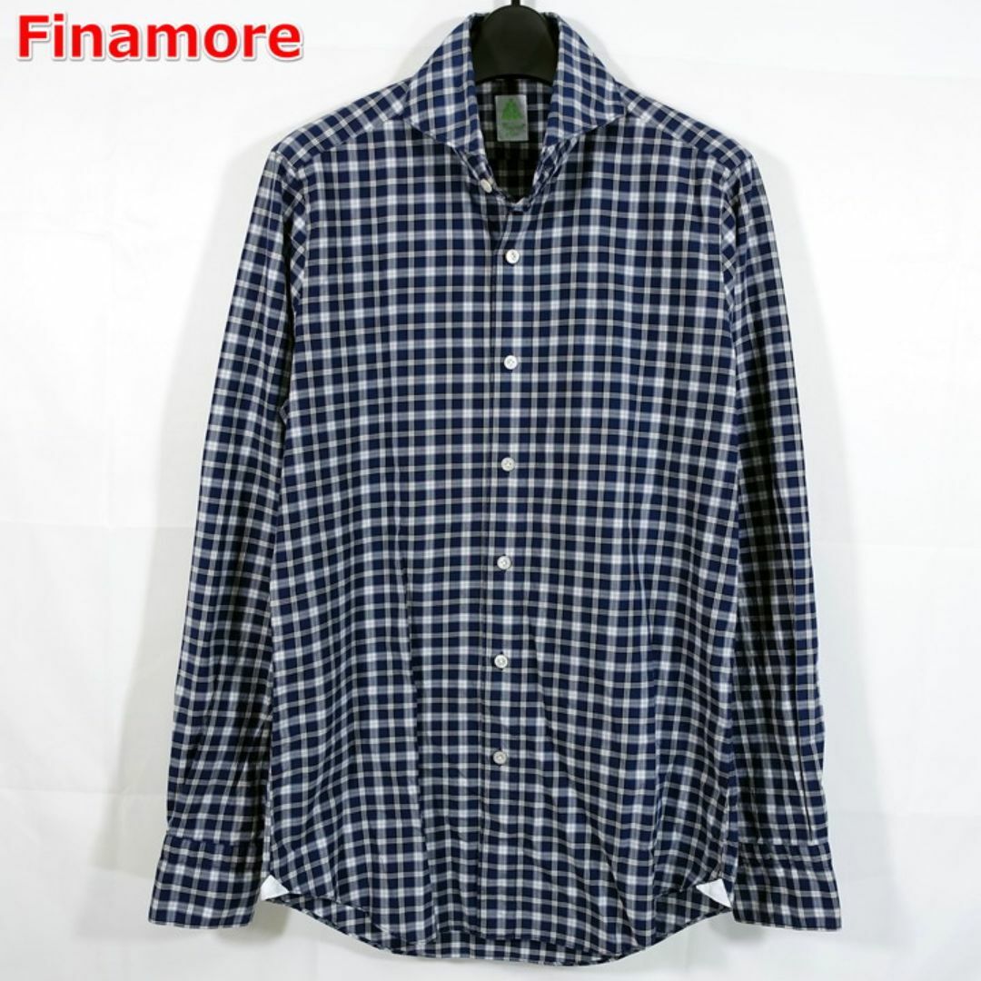 FINAMORE(フィナモレ)の【良品】フィナモレ　紺白チェックホリゾンタルカラーシャツ　FINAMORE メンズのトップス(シャツ)の商品写真