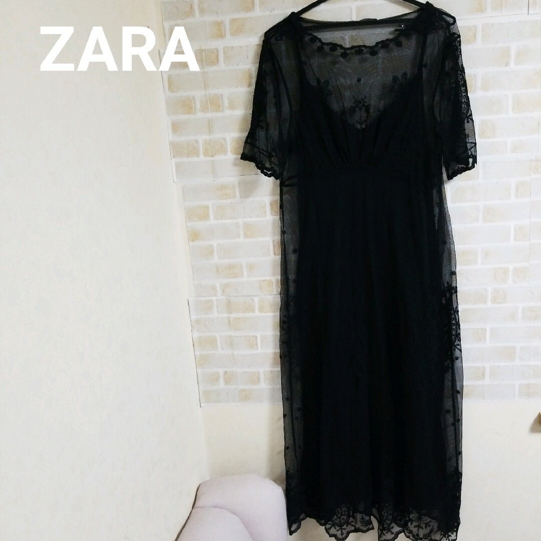 ZARA(ザラ)のZARA レースレイヤードロングワンピース レディースのワンピース(ロングワンピース/マキシワンピース)の商品写真