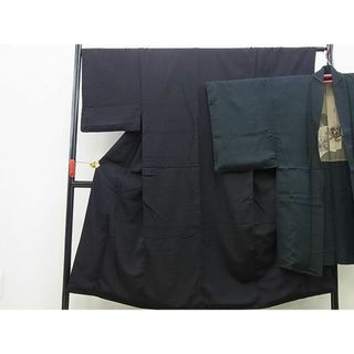 平和屋野田店■男性　色無地　アンサンブル　紫黒色　羽織：濃藍色　逸品　n-cw1054(着物)