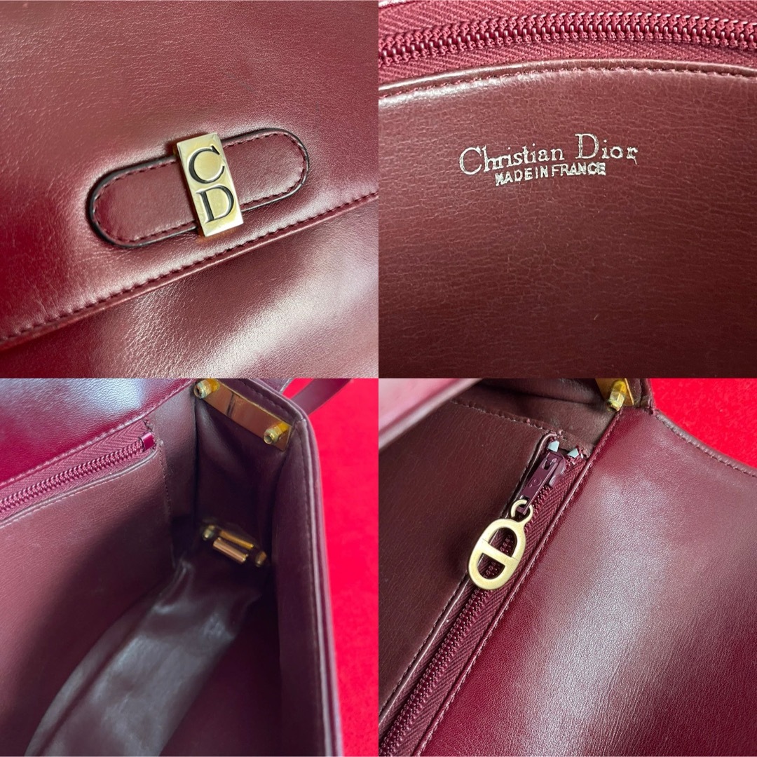 Christian Dior(クリスチャンディオール)のクリスチャンディオール　ヴィンテージ ショルダーバッグ　レザー　ボルドー レディースのバッグ(ショルダーバッグ)の商品写真