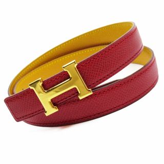 Hermes - エルメス HERMES ベルト クシュベル レッド×イエロー ゴールド レディース 送料無料【中古】 t19232a