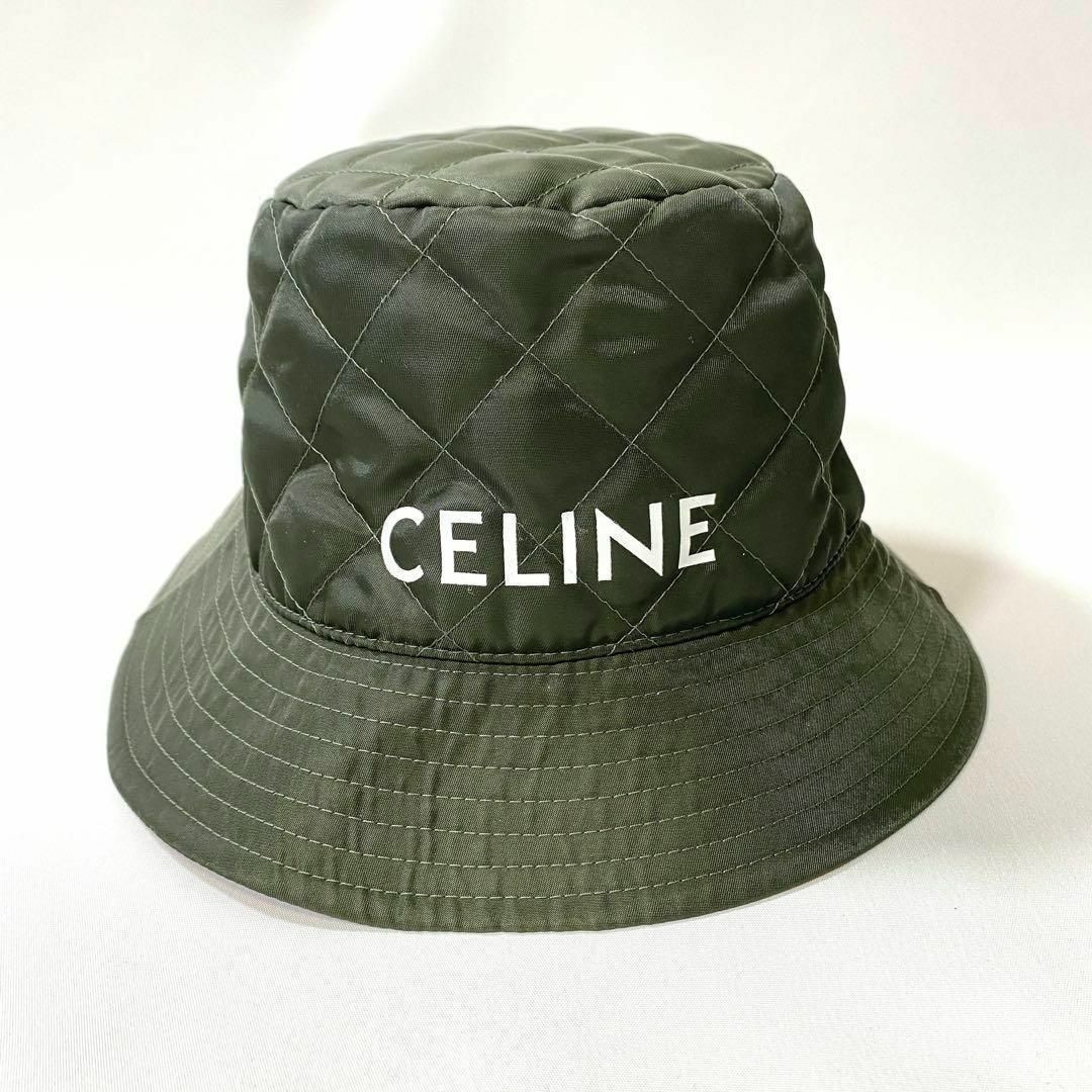 celine(セリーヌ)の【極美品】CELINEセリーヌ　キルティングバケットハット　カーキ　S レディースの帽子(ハット)の商品写真