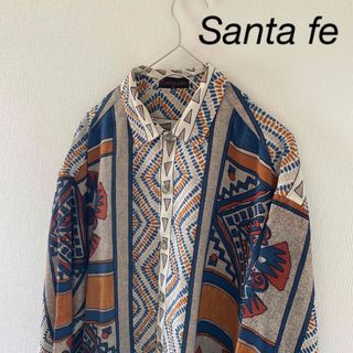 サンタフェ(Santafe)の【レア】Santafeサンタフェ総柄幾何学シャツメンズレーヨンてろてろL(シャツ)