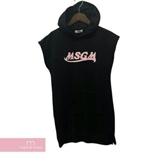 MSGM Logo Sleeveless Hoodie Shirts MS028750 エムエスジーエム ノースリーブフーディシャツ 半袖カットソー ロゴプリント レディースサイズ キッズサイズ ブラック サイズキッズ 【240326】【中古-A】【me04】(タンクトップ)