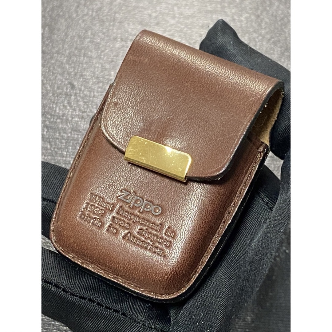 zippo 革ケース brown ブラウン レギュラーサイズ メンズのファッション小物(タバコグッズ)の商品写真