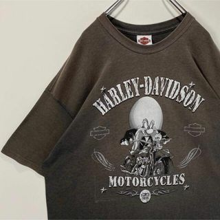 ハーレーダビッドソン(Harley Davidson)のハーレーダビッドソン　Tシャツ ルーニーテューンズ　古着　90s グレー　2XL(Tシャツ/カットソー(半袖/袖なし))