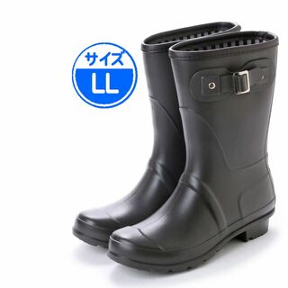 【新品 未使用】レインブーツ ミドル丈 ブラウン LL 茶色 17602(レインブーツ/長靴)