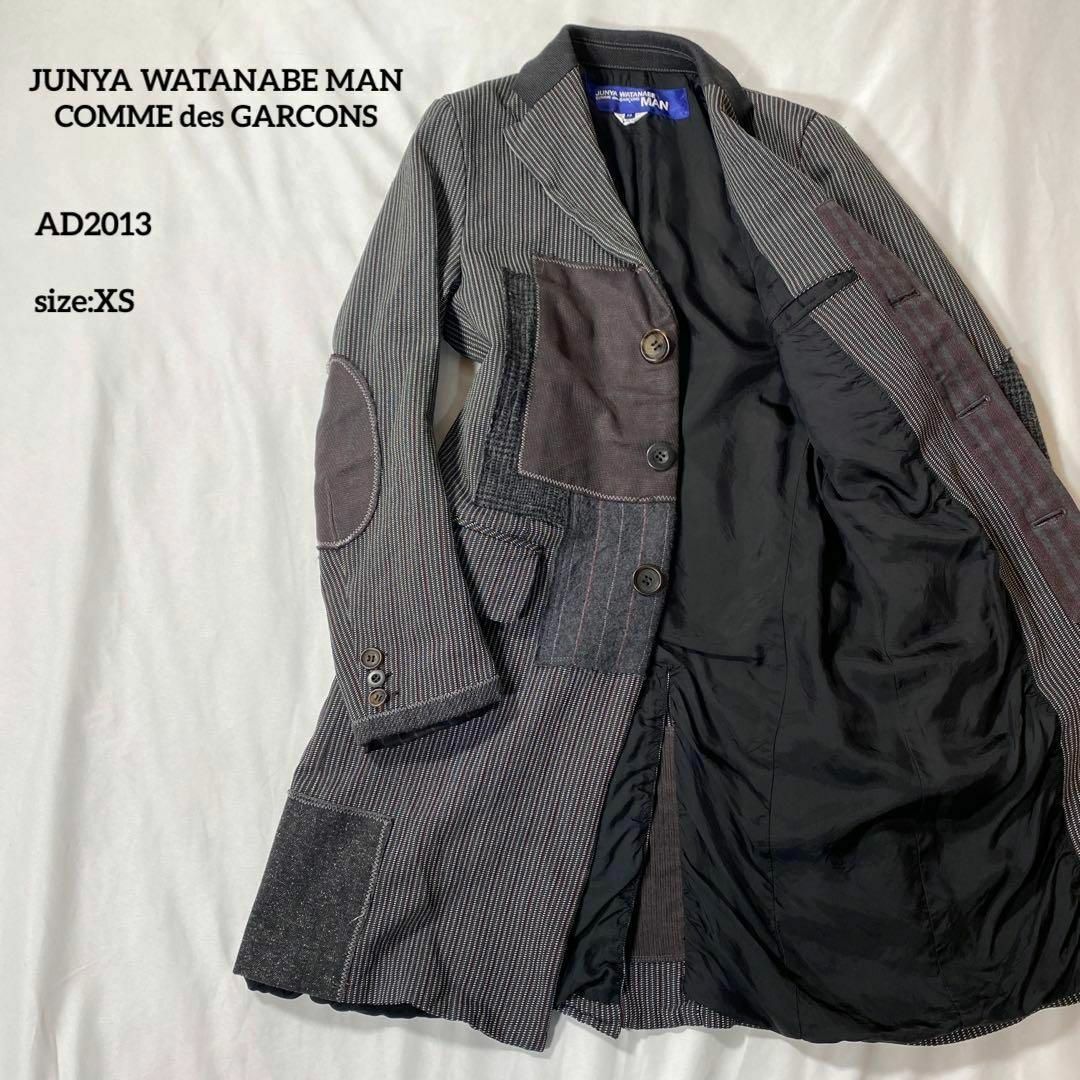 JUNYA WATANABE MAN(ジュンヤワタナベマン)のコムデギャルソンジュンヤワタナベマン　ポリ縮絨パッチワークチェスターコート　XS メンズのジャケット/アウター(チェスターコート)の商品写真