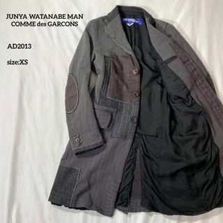 ジュンヤワタナベマン(JUNYA WATANABE MAN)のコムデギャルソンジュンヤワタナベマン　ポリ縮絨パッチワークチェスターコート　XS(チェスターコート)