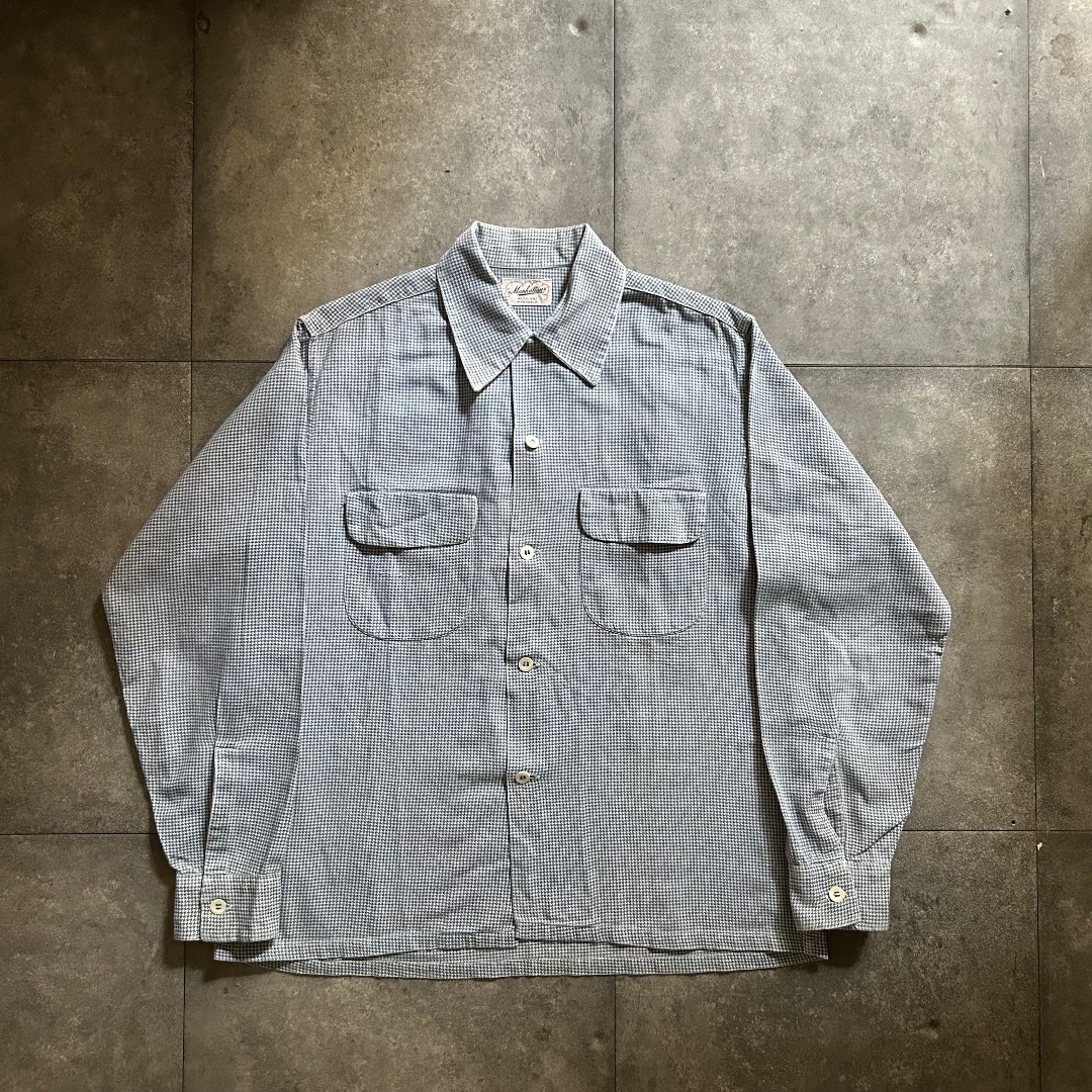60s USA製 AIRMAN ヴィンテージ 織格子柄 ボックス シャツ M