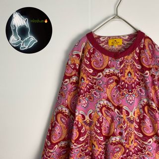 エトロ(ETRO)の【エトロ　カーディガン　レディース　ペイズリー柄　総柄　ピンク　古着】(カーディガン)