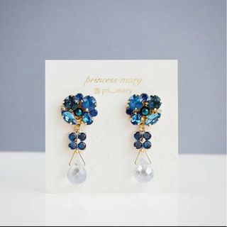 先着1名様限定》ジルコニアお花&ガラス雫♡ブルーbijouピアス(ピアス)