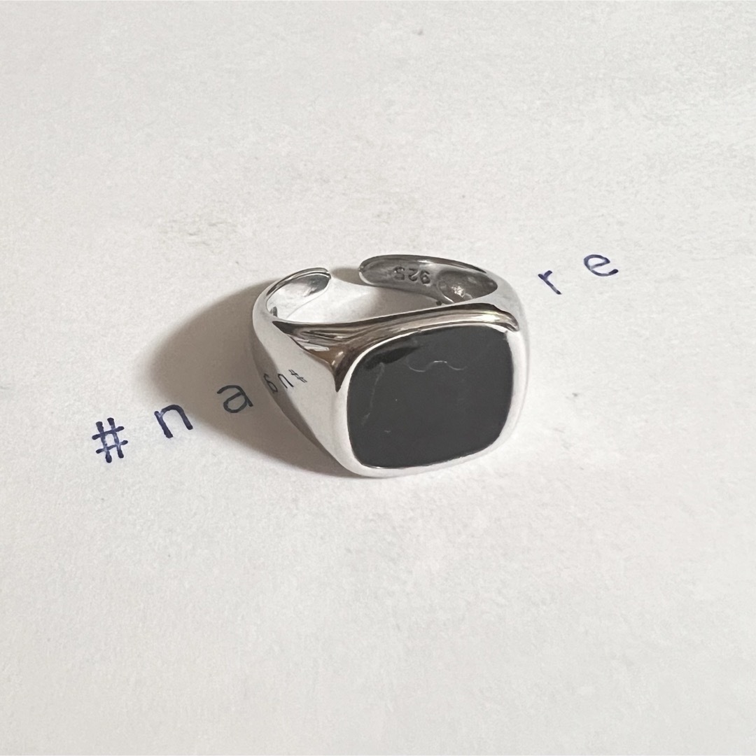 シルバーリング 925 銀 オニキス調 四角 スクエア シグネット 韓国 指輪② メンズのアクセサリー(リング(指輪))の商品写真