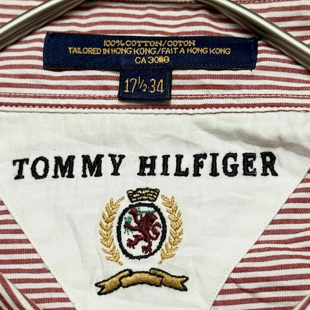 TOMMY HILFIGER(トミーヒルフィガー)のトミーヒルフィガー 赤白ストライプ BD長袖シャツ 胸ポケット 刺繍ロゴav3 メンズのトップス(シャツ)の商品写真