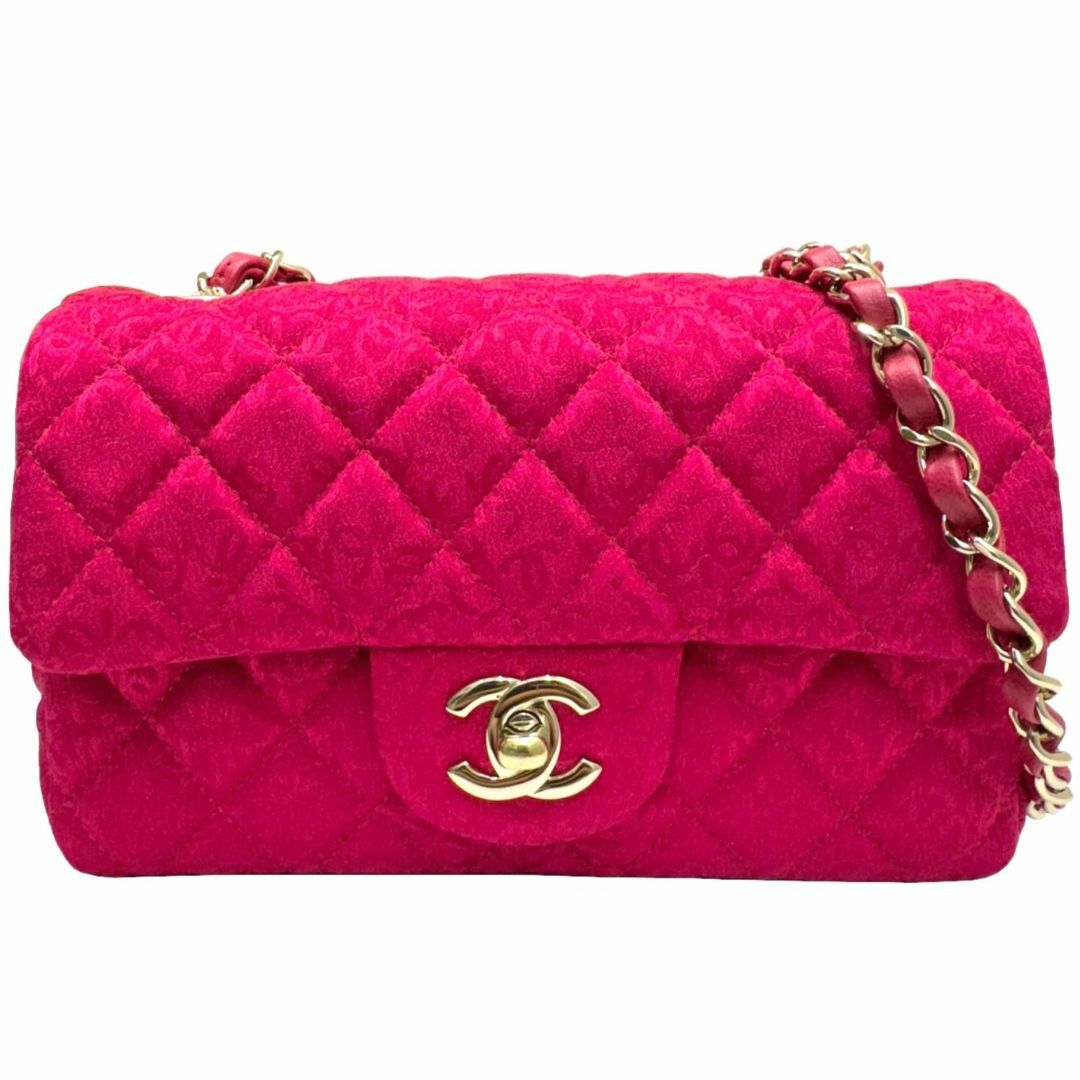 CHANEL(シャネル)のCHANEL シャネル マトラッセ20 マトラッセ チェーンショルダー ミニ ココマーク 総柄 A69900 ランダム番 金属プレート ピンク ゴールド金具 ジャージー 22SS レア ショルダーバッグ レディース チェーンバッグ レディースのバッグ(ショルダーバッグ)の商品写真