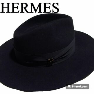 エルメス(Hermes)の美品 エルメス ポップH フォーブル ラビットファー ハット 58 黒 ブラック(ハット)