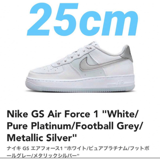 ナイキ(NIKE)の25cm【新品】NIKE GS AIR FORCE1　ピュアプラチナム　シルバー(スニーカー)